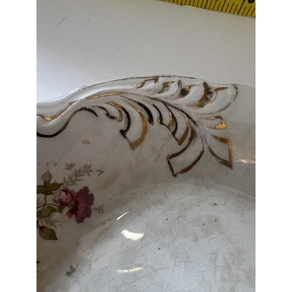 Vintage Platter "Naomi" Floral Scalloped Edge 17” Serving Dish Plate Pink Roses - Picture 6 of 15